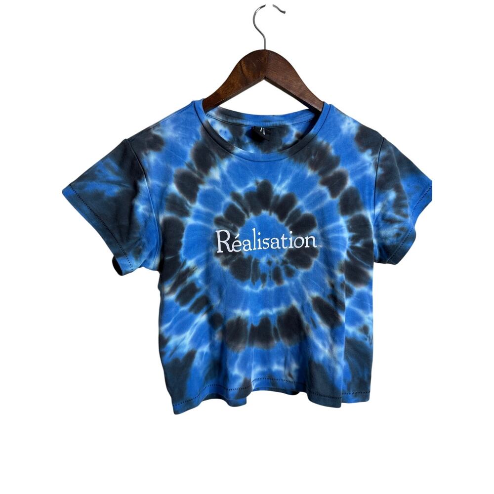 Realisation Par Tie-Dye Print Crew Neck Tee size XS Cropped Baby T-Shirt